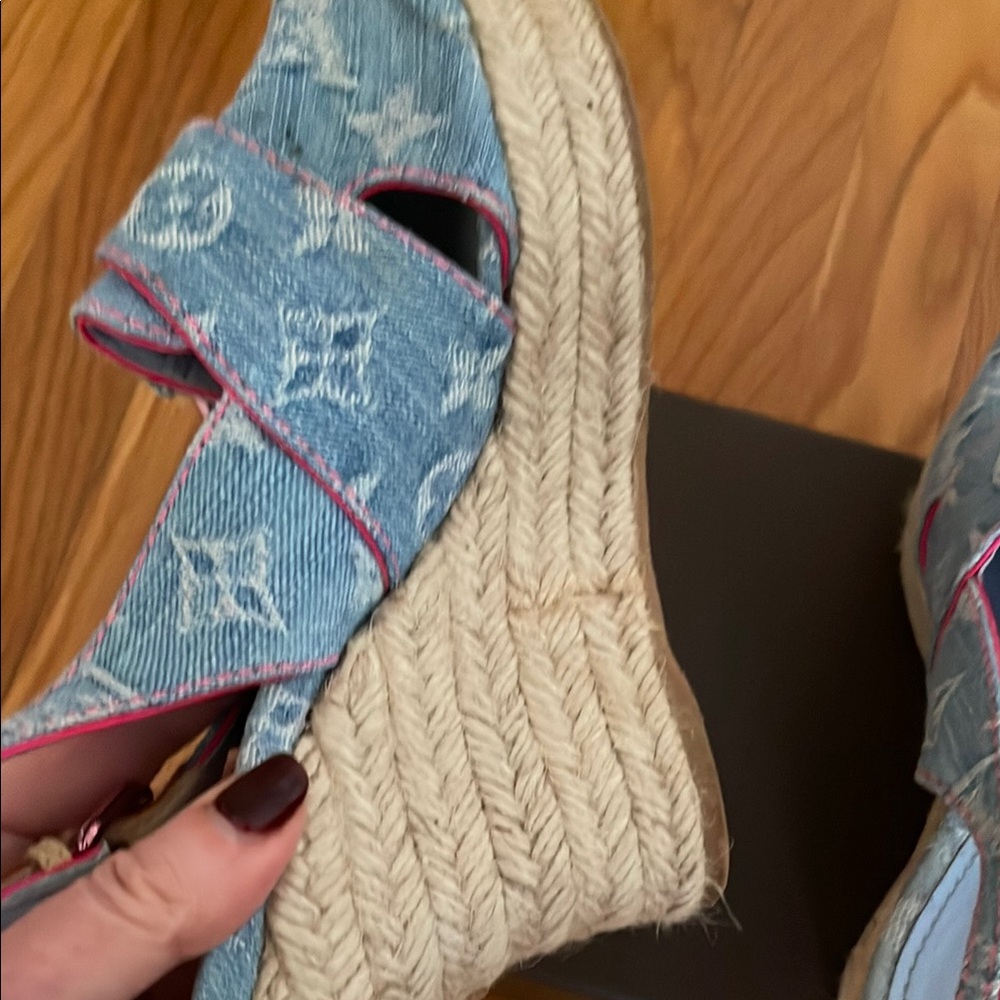 Louis Vuitton Blue Denim Slingback Sandals - Picture 4 of 6